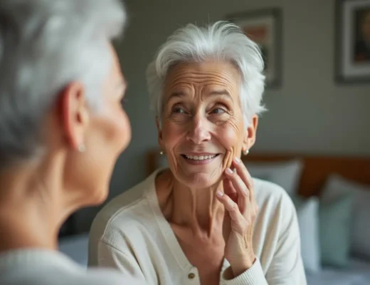 older adult recognizing common physical signs of healthy aging